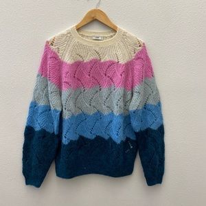 CLOSED mohair alpaca striped open weave sweater
